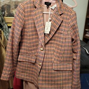 TALBOTS Pink Tweed Jacket - Multicolor Pattern
